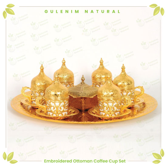 طقم-فناجين-قهوة-تركية-عثمانية-مزخرفة-باللون-الذهبيOttoman Turkish coffee cups set decorated in golden