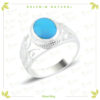 خاتم-فضة-رجالي-منقش-من-الخارج-مع-حجر-الفيروزMen's silver ring inlaid with turquoise stone