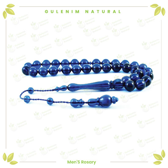 سبحة-تركية-بحجر-العنبر-الناري-الازرقTurkish rosary with blue fiery amber stone