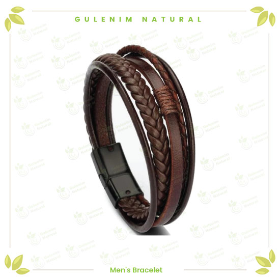 سوار-جلد-مضفر-بمشبك-مغناطيسي-للرجال-Braided leather bracelet with magnetic clasp for men
