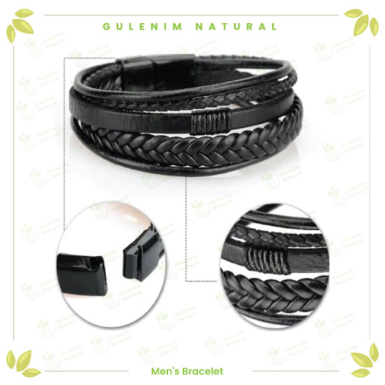 سوار-جلد-مضفر-بمشبك-مغناطيسي-للرجال-Braided leather bracelet with magnetic clasp for men3