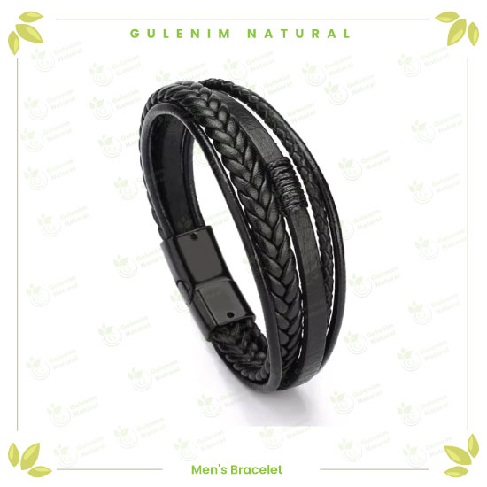 سوار-جلد-مضفر-بمشبك-مغناطيسي-للرجال Braided leather bracelet with magnetic clasp for men